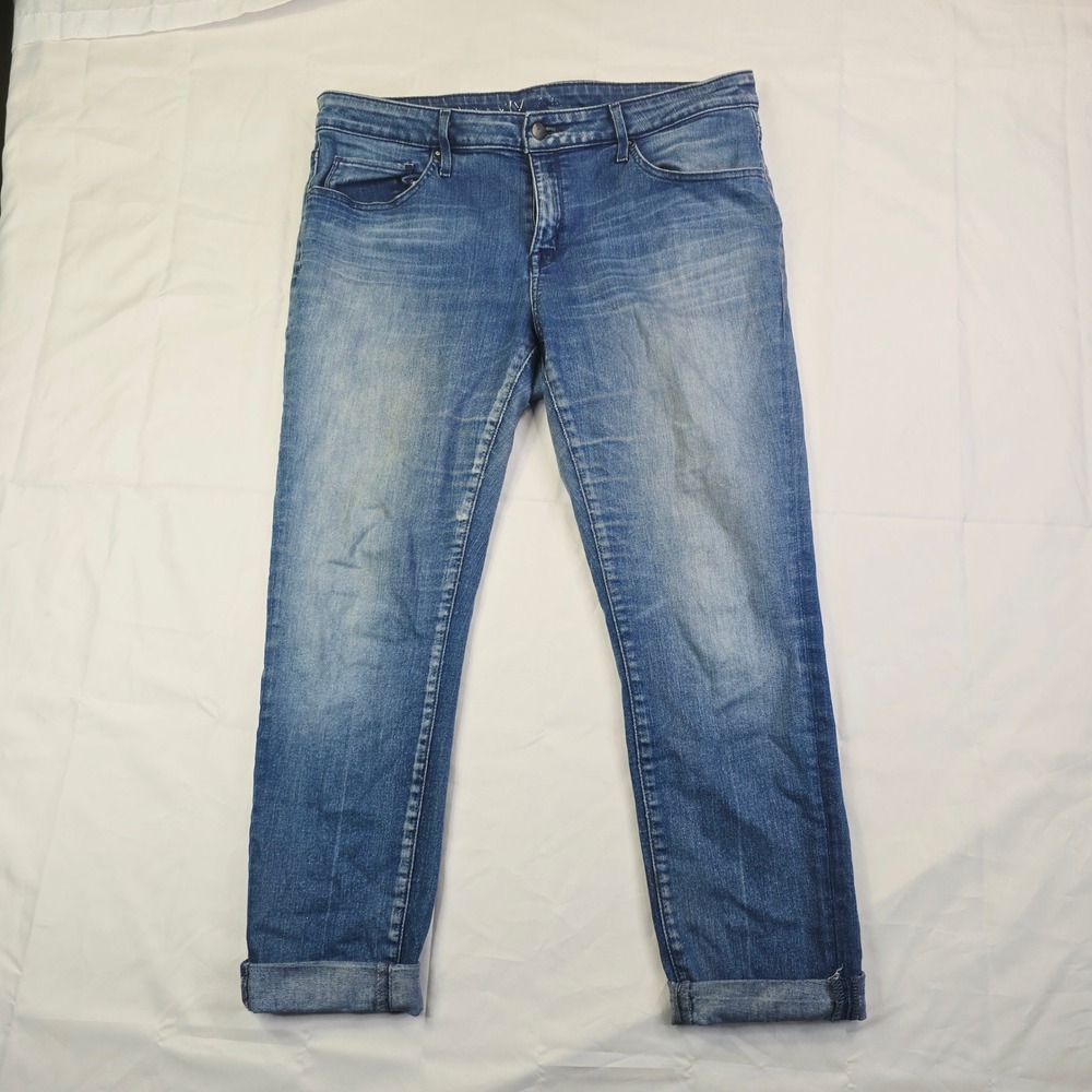 Ava & Viv Womens Power Stretch Denim Jeans 14W Blue Straight Leg Cuffed Hem N2